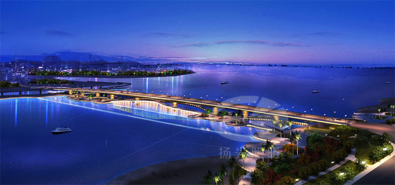 橋梁夜景照明設計鳥瞰圖