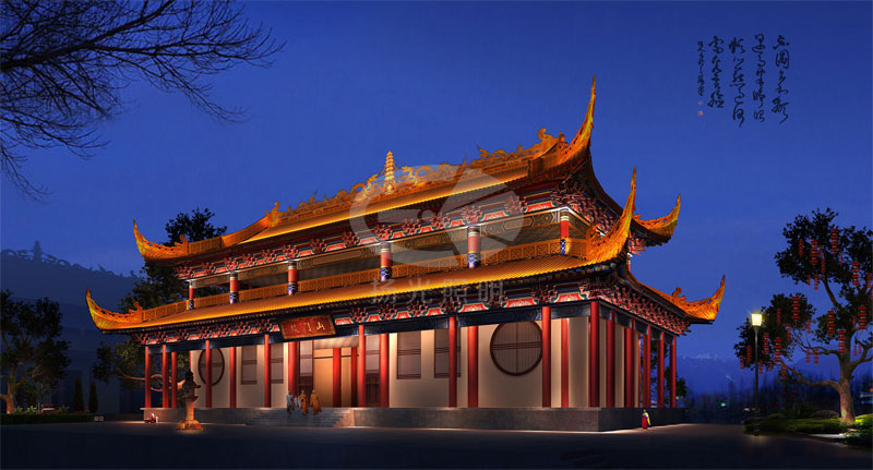古建筑夜景亮化設計效果圖一