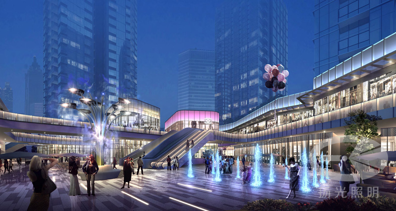 東莞豐華廣場夜景照明商業內街效果圖