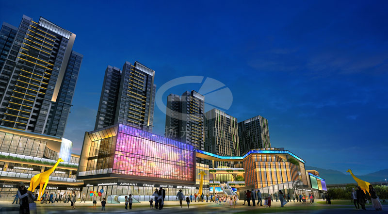 商業綜合體夜景亮化設計效果圖